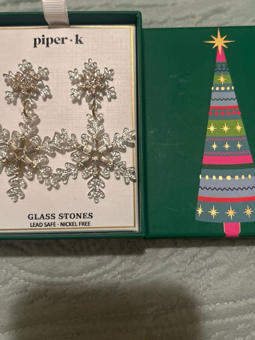 piper.k Silver Snowflake Drop Earrings